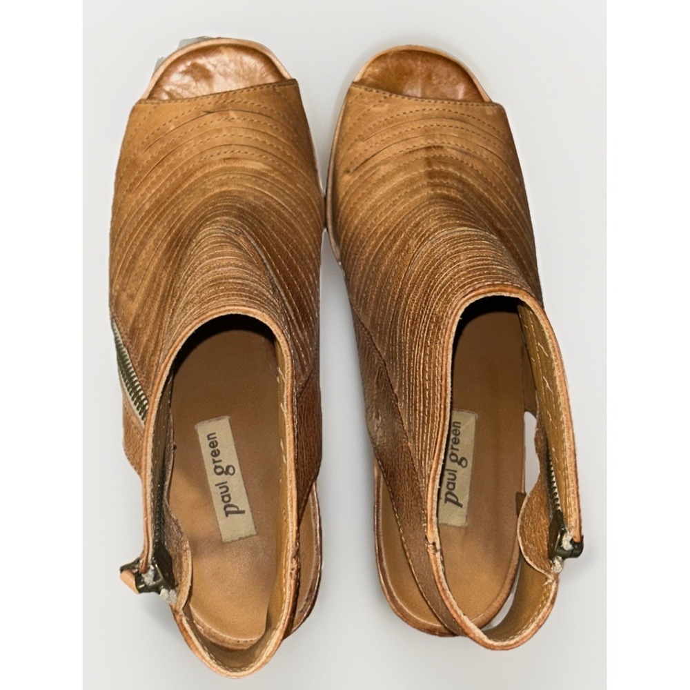 Paul Green Cayenne Peep Toe Slingback Bootie Sandals Toffee Brown Size 6 - Picture 5 of 8